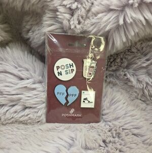 Poshmark Enamel Posh N Sip Pack Of 4 Pin Swag Party PFF Set